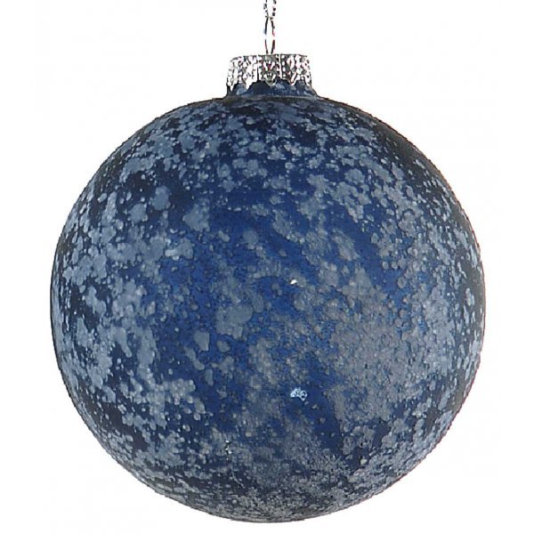 Χριστουγεννιάτικη Γυάλινη Μπάλα Μπλε Ανάγλυφη (10cm)